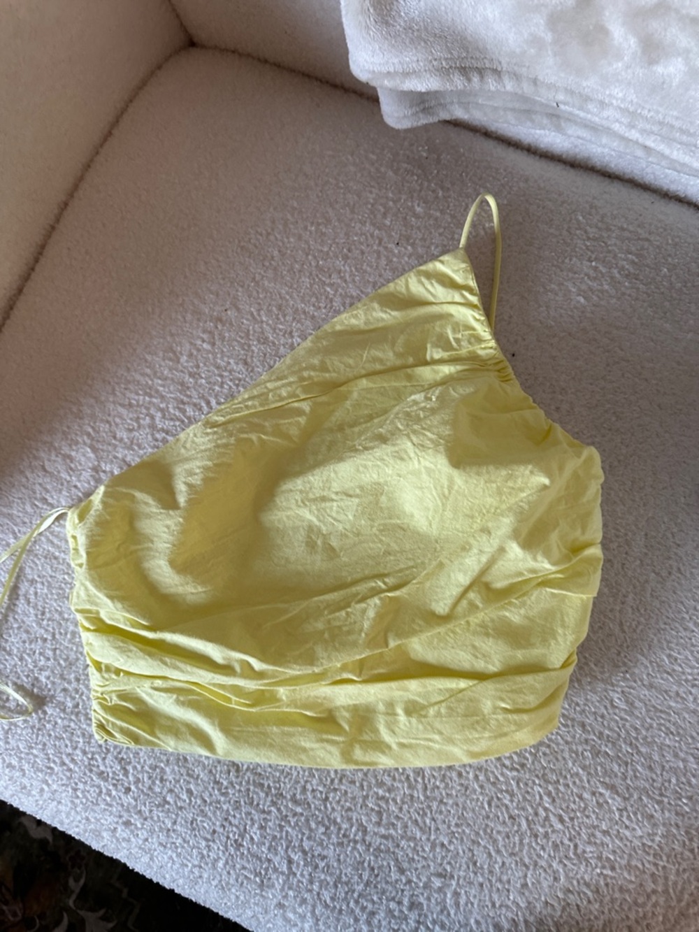 Zara Yellow One-Shoulder Ruched Top